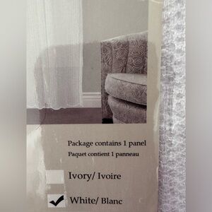 CORA Elegant Ivory and White Sheer Curtain Rod Pocket Panel 56”x84” (one panel)